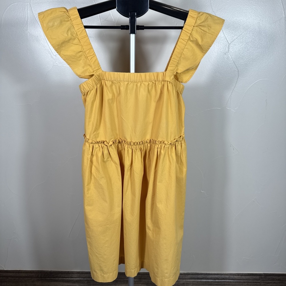 Madewell Mustard Yellow Dress Womens XS Boho Cotton Off Shoulder Pockets